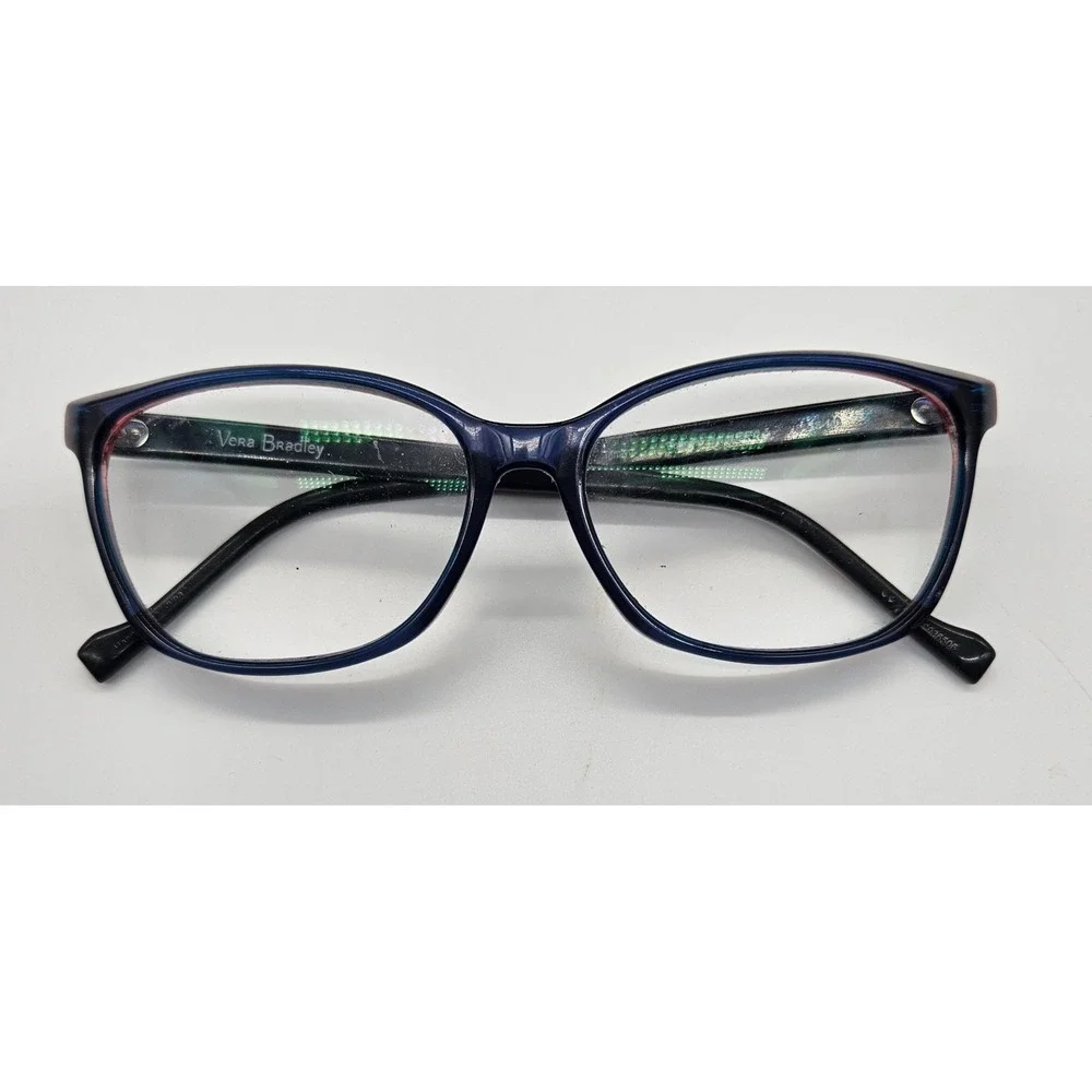 Vera Bradley Eyeglasses Frames Blue Floral Patterned Arms Womens Optical Glasses